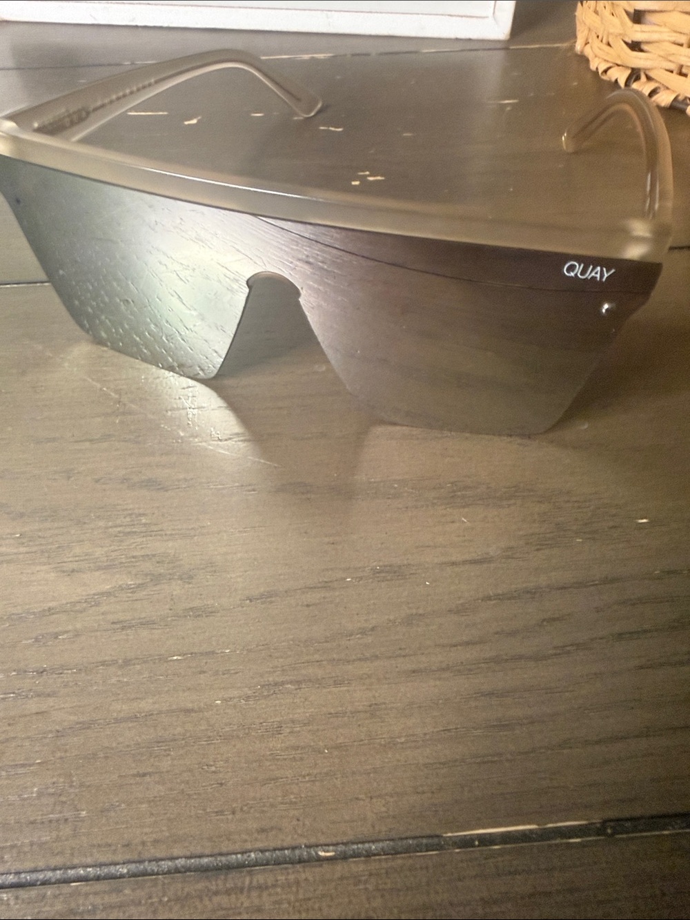 Quay Australia Black Shield Sunglasses with Tinted Lenses